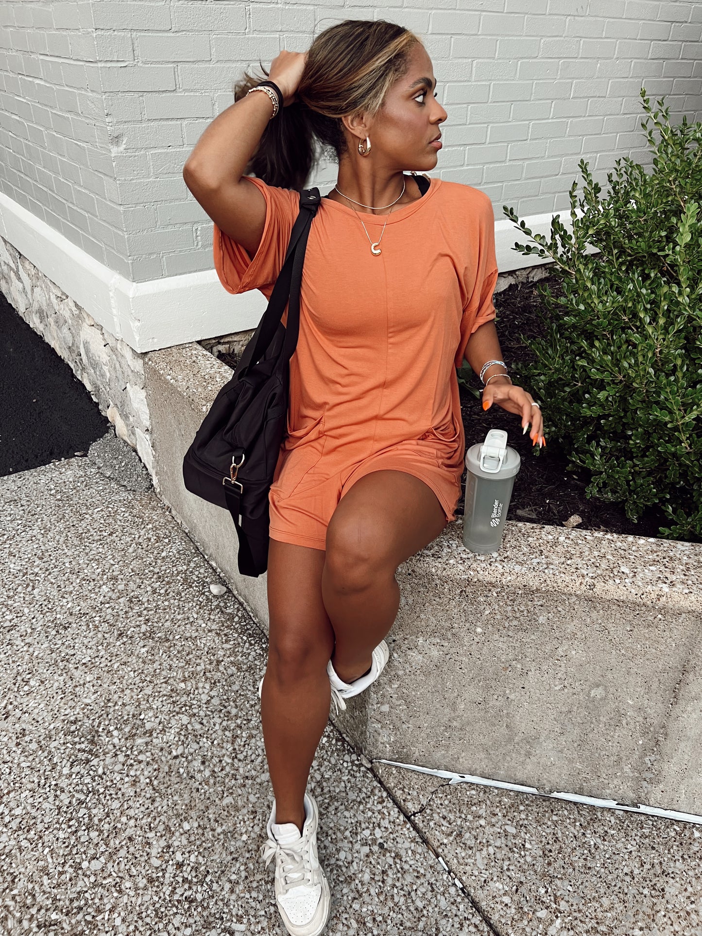 On The Go Romper - Rust